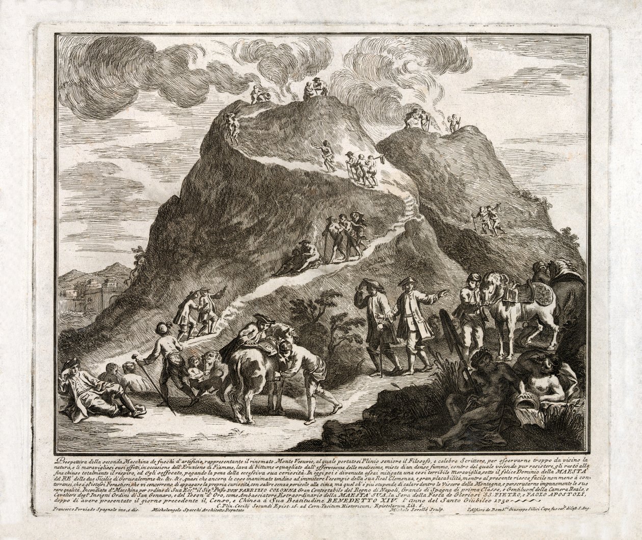 Perspectiva de la segunda erupción del Vesubio, publicado 1750 de Francesco Spagnolo Perziado