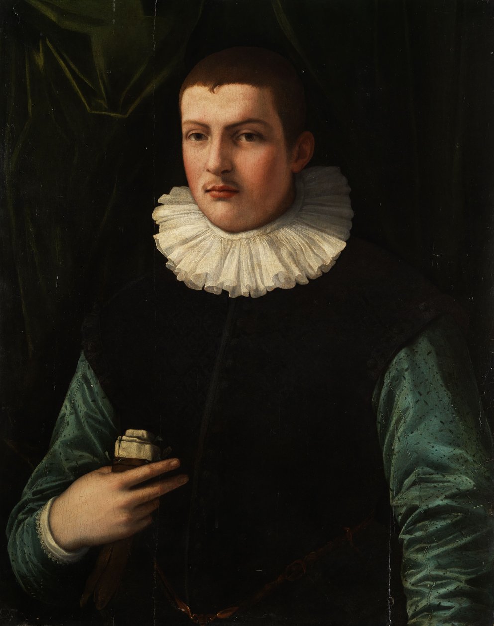 Retrato de un joven con gola y guantes quitados en la mano derecha de Francesco Traballesi