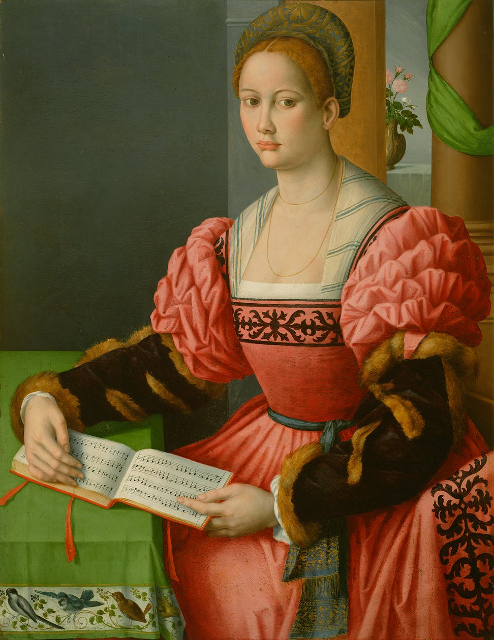 Retrato de una mujer con un libro de música, c.1540-45 de Francesco Ubertini, Il Bacchiacca