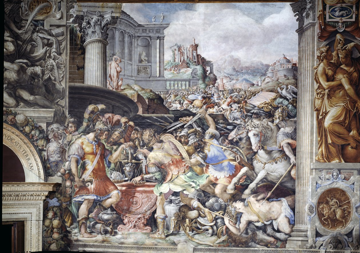 Marco Furio Camilo (447-365 a.C.) prohibiendo el pesaje del oro, de la Sala dell