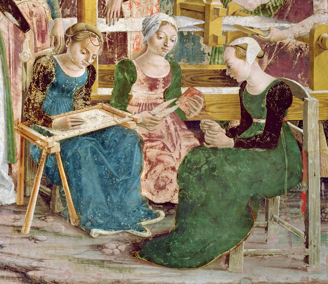 Trabajadoras de la aguja, (detalle) de Francesco del Cossa