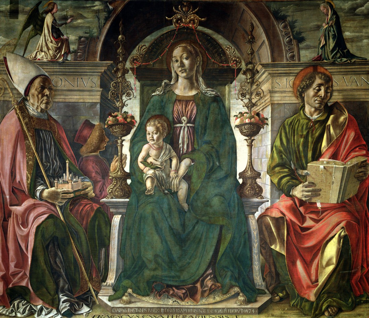 La Virgen y los Santos, 1474 de Francesco del Cossa