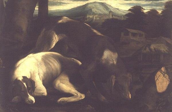 Dos perros de caza, c.1555 de Francesco Bassano