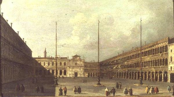 La Piazza San Marco, Venecia, con figuras de Francesco (after) Guardi