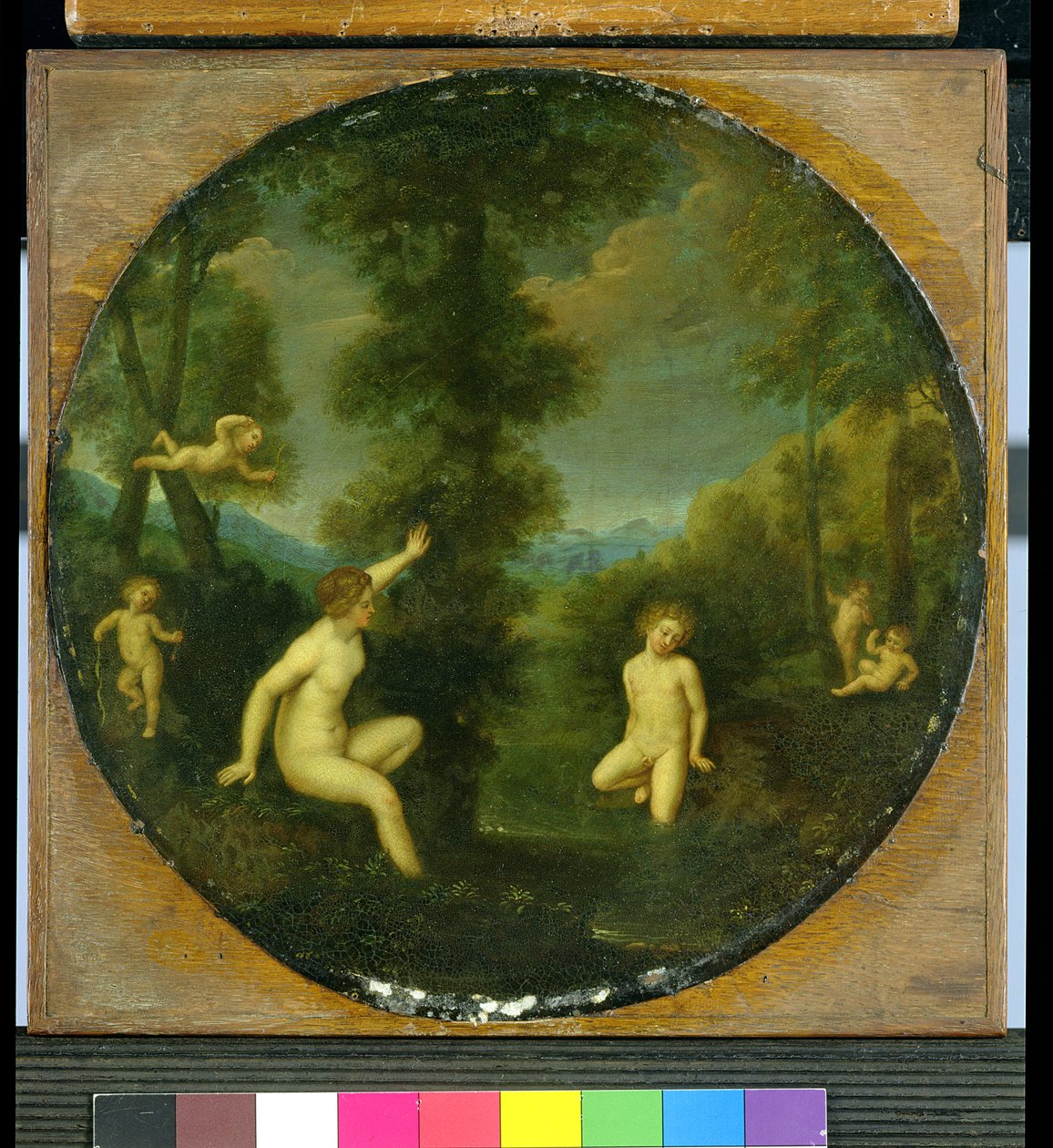 La ninfa Salmacis y el Hermafrodita (óleo sobre cobre) de Francesco (studio of) Albani