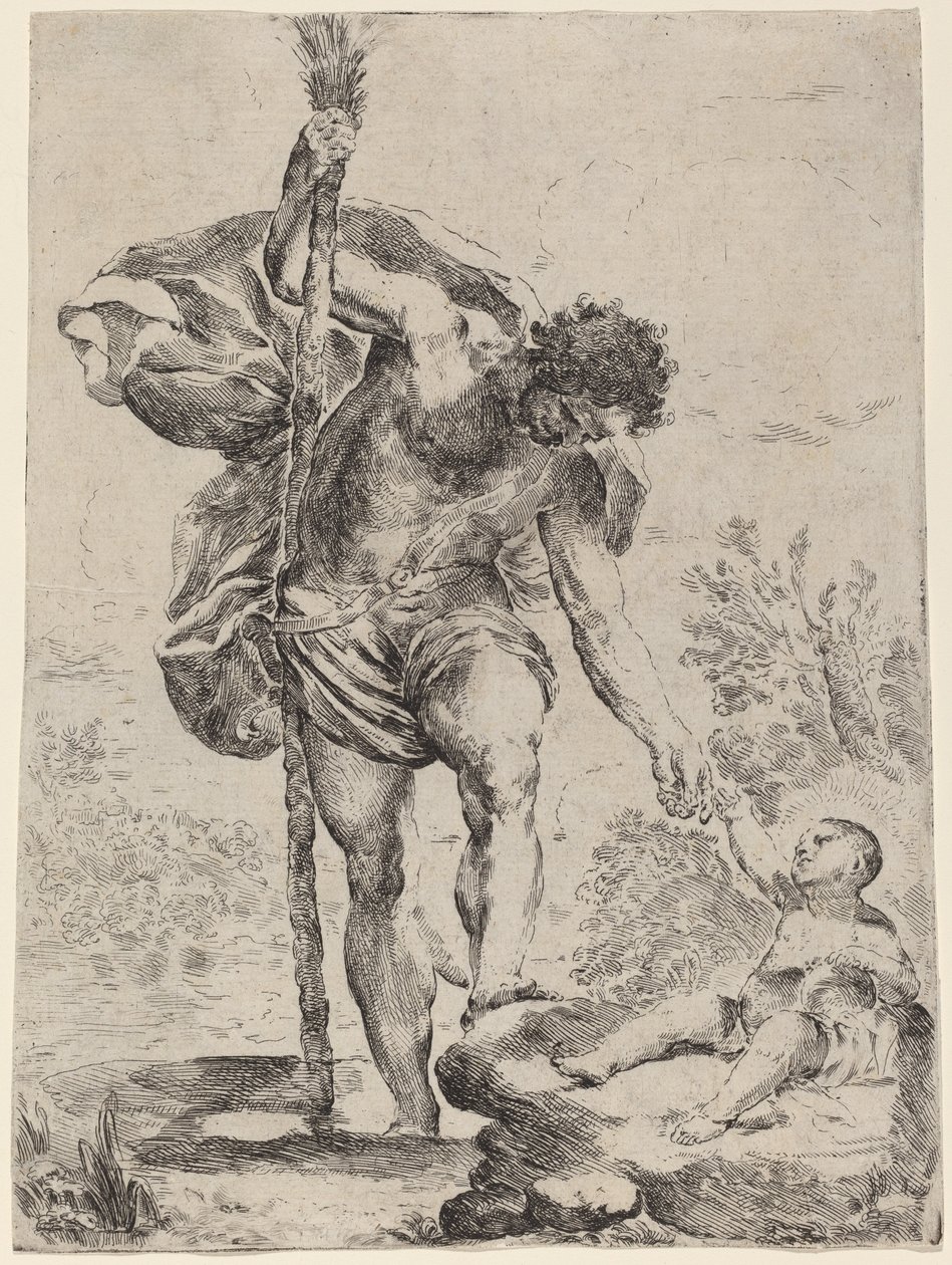 San Cristóbal Dando Su Mano al Niño Jesús, 1650s de Francesco Amato