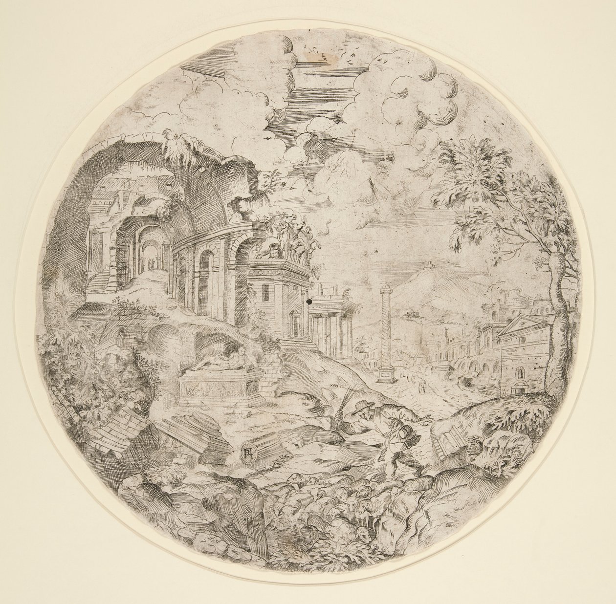 Vista de Roma con ruinas, Trajano de Francesco Amato
