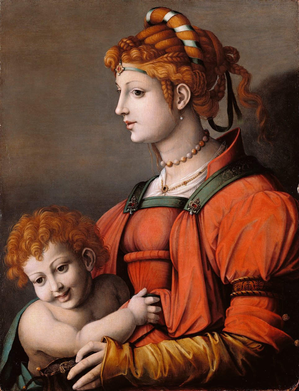 Italiano: Ritratto di una donna e bambino / Alegoría de la liberalidad Retrato de una mujer y un niño / Alegoría de la liberalidad de Francesco Bacchiacca