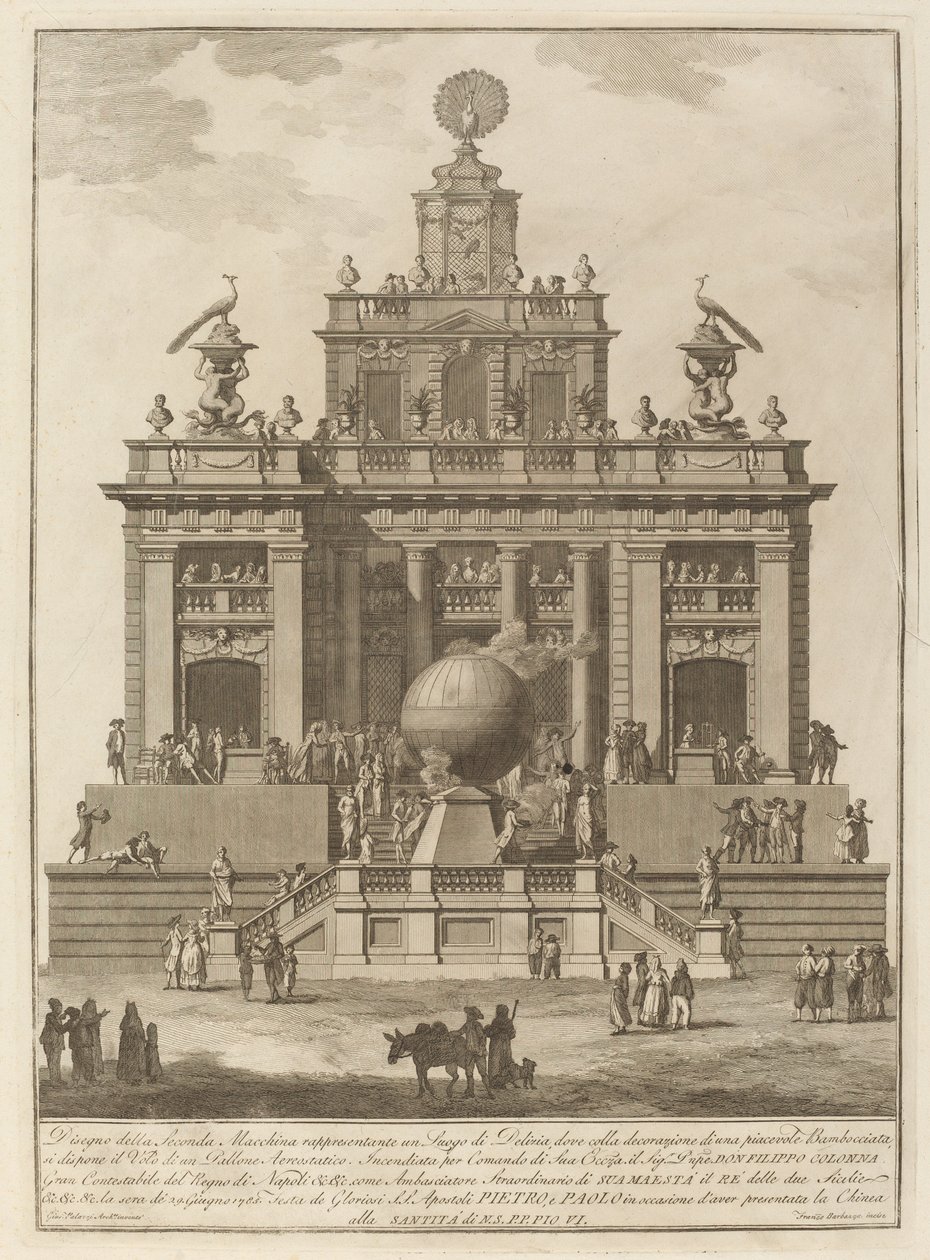 Un Lugar de Delicia con un Globo Aerostático, para el Festival de Chinea, 1785 de Francesco Barbazza