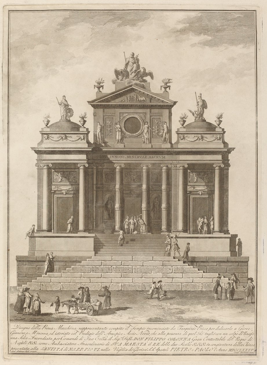Un templo dedicado a Júpiter, Juno y Minerva, para el festival de la "Chinea" de Francesco Barbazza after Giuseppe Palazzi
