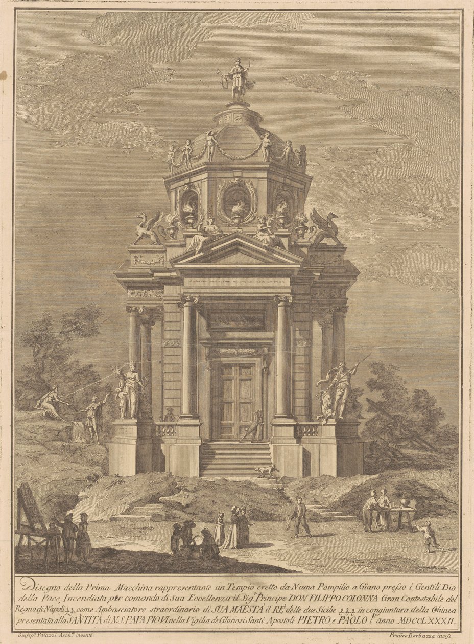 La Prima Macchina para la Chinea de 1782: El Templo de Jano construido por Numa Pompilio de Francesco Barbazza, after Giuseppe Palazzi