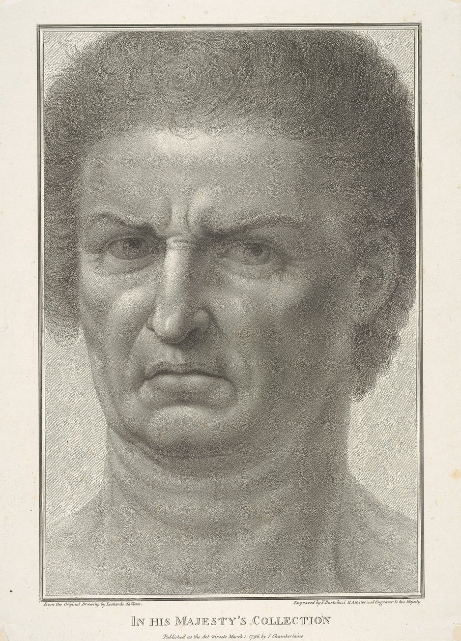 Rostro de hombre, vista frontal de Francesco Bartolozzi