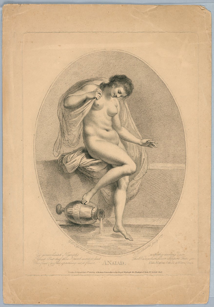 Una náyade (mujer entrando en un baño) de Francesco Bartolozzi