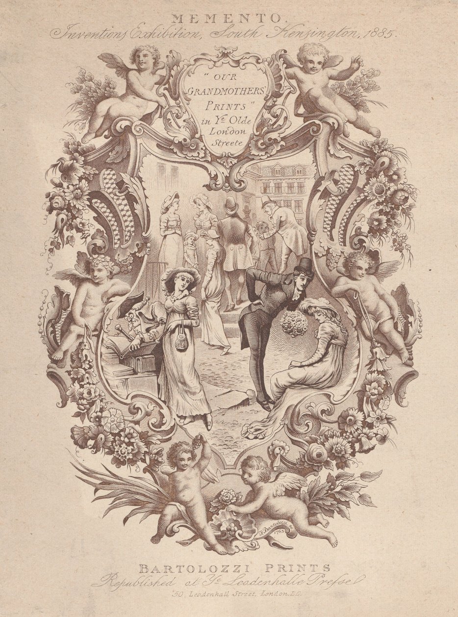 Anuncio para Memento, Exposición de Invenciones, South Kensington, 1885, ca. 1885 de Francesco Bartolozzi