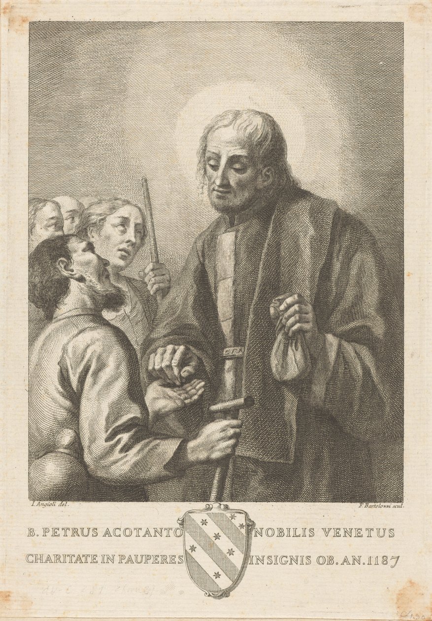 El beato Petrus Acotanto, noble veneciano, insigne por su caridad hacia los pobres, fallecido en el año 1187 de Francesco Bartolozzi