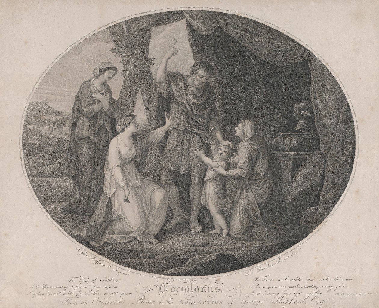 Coriolano: El dios de los soldados, para avergonzar invulnerable... Shakespeare, Cori..., 3 de noviembre de 1785 de Francesco Bartolozzi