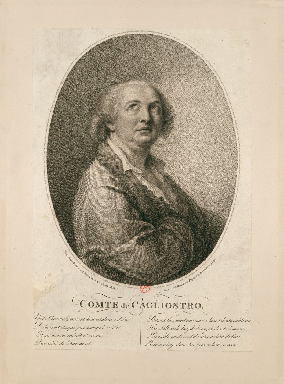 Conde Alessandro di Cagliostro 1743-1795 de Francesco Bartolozzi