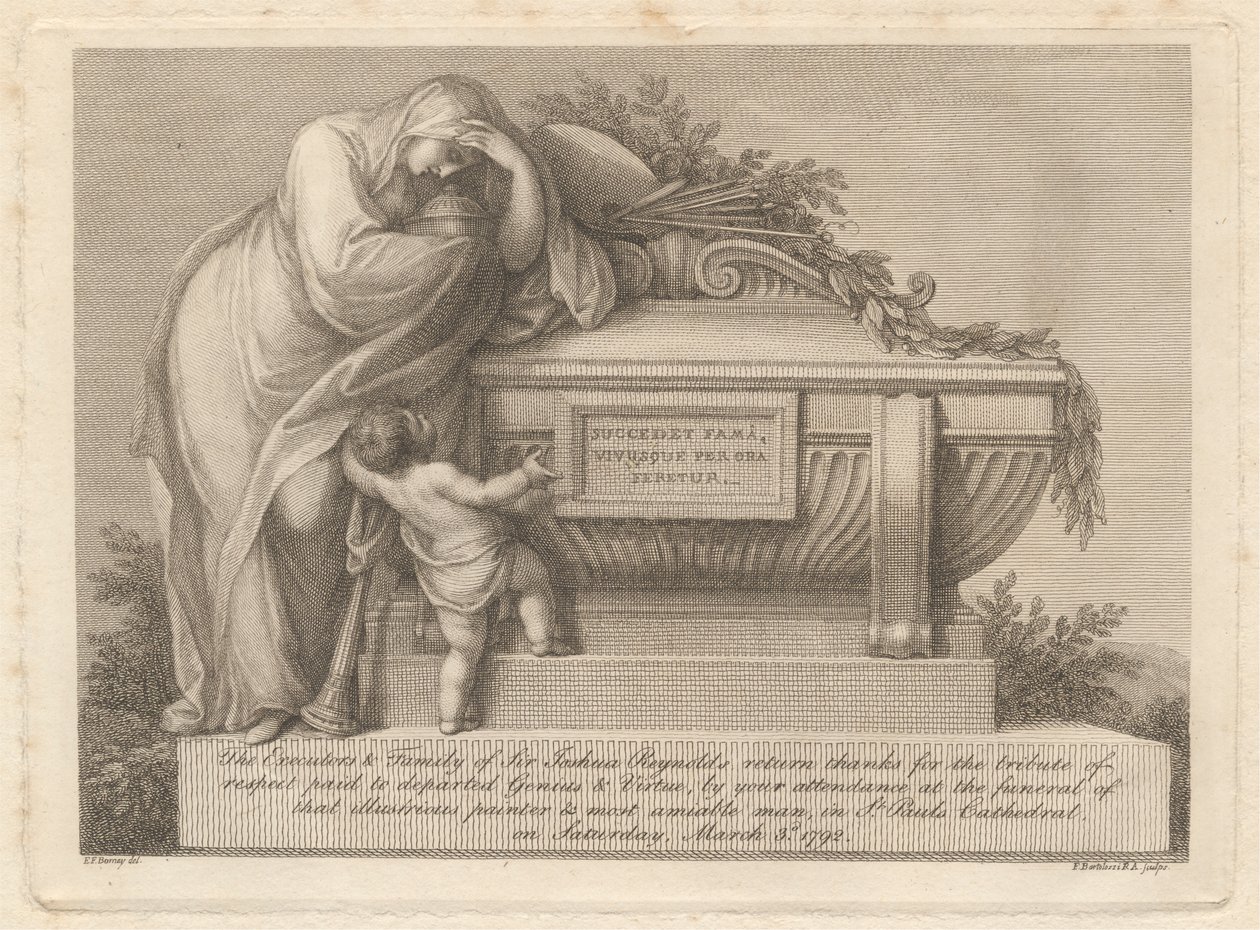 Tarjeta fúnebre de Sir Joshua Reynolds de Francesco Bartolozzi