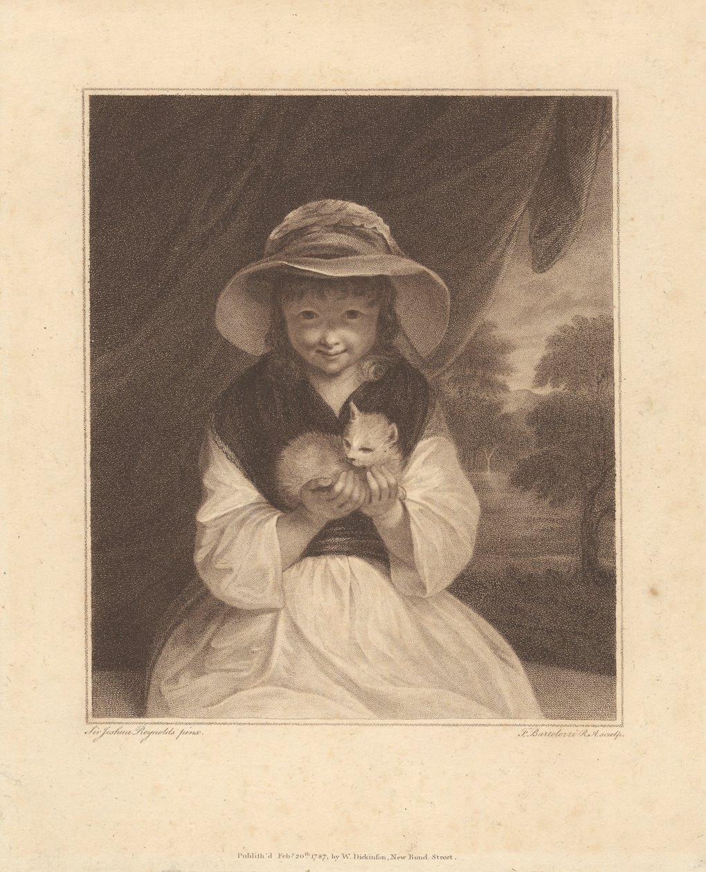 Niña con gatito de Francesco Bartolozzi