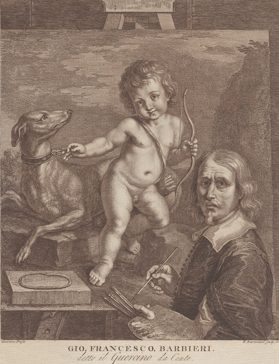 Autorretrato de Guercino de Francesco Bartolozzi
