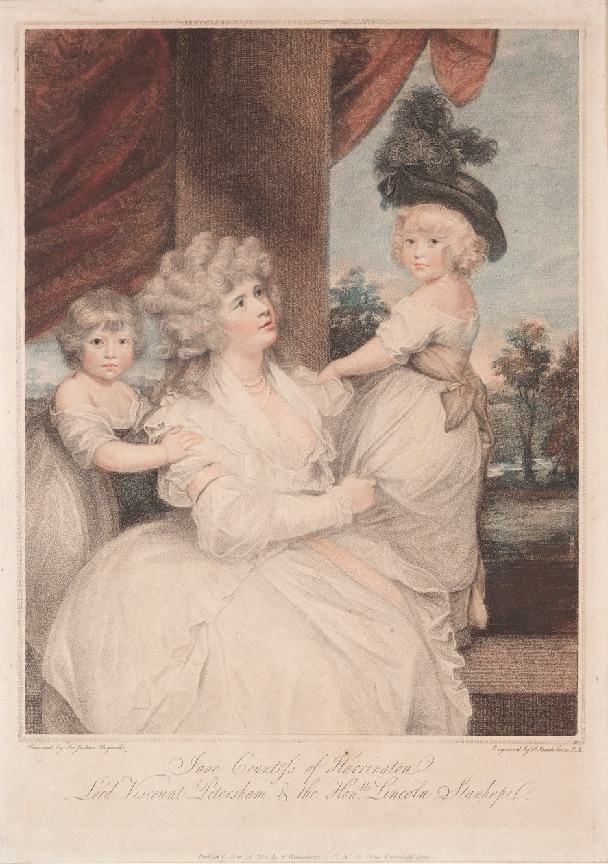 Jane, Condesa de Harrington y sus hijos de Francesco Bartolozzi
