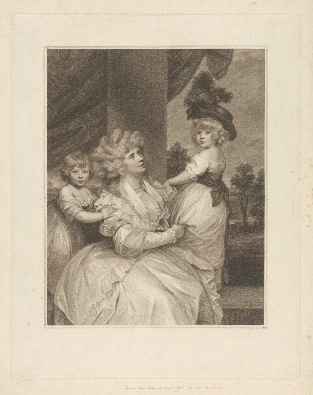 Jane, condesa de Harrington, con sus hijos, Lord Petersham y el honorable Lincoln Stanhope de Francesco Bartolozzi