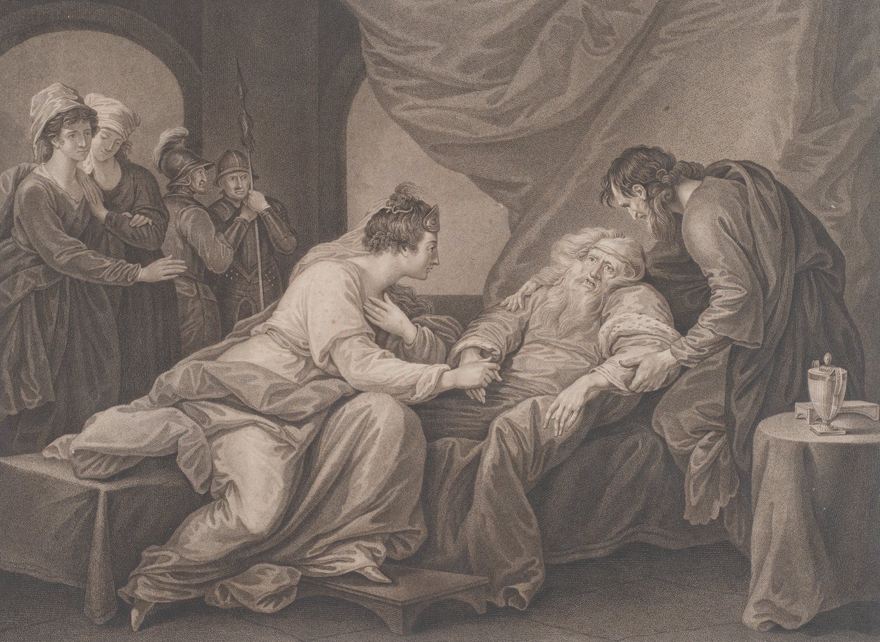 Rey Lear y Cordelia, Shakespeare, Rey Lear, Acto 4, Escena 7, ca. 1783 de Francesco Bartolozzi