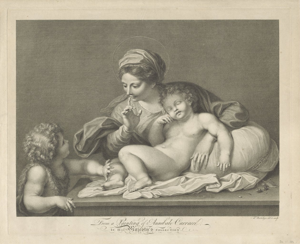 María con el Niño y el joven Juan Bautista de Francesco Bartolozzi