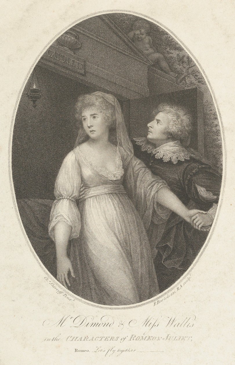 El Sr. Dimond y la Srta. Wallis en los personajes de Romeo y Julieta, 1 de mayo de 1796 de Francesco Bartolozzi