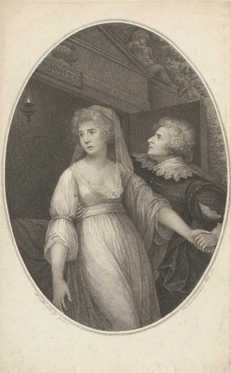 El Sr. Dimond y la Srta. Wallis en los personajes de Romeo y Julieta, 1 de mayo de 1796 de Francesco Bartolozzi