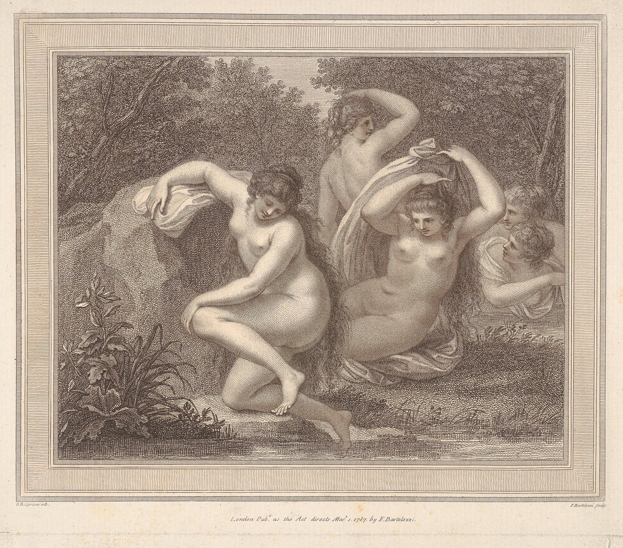 Ninfas y Diana bañándose de Francesco Bartolozzi