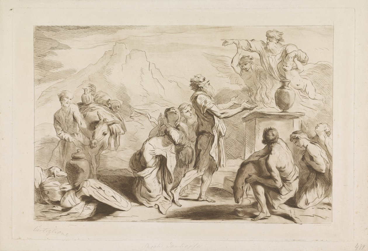 Sacrificio de Noé Antiguo y Nuevo Testamento a Castiglione (título de la serie) de Francesco Bartolozzi