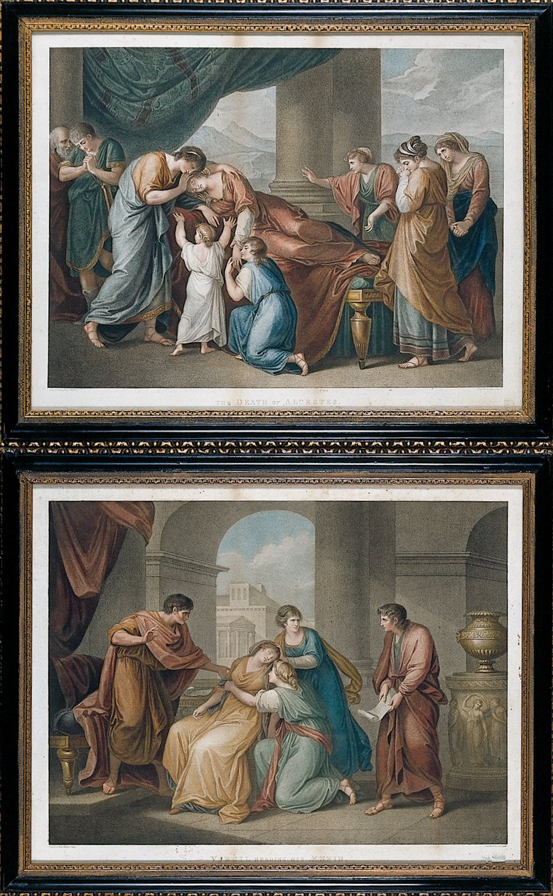 La muerte de Alcestis, después de Angelika Kauffman de Francesco Bartolozzi