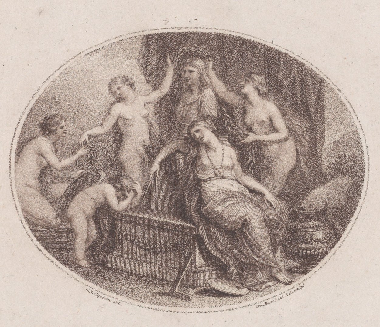 Las Gracias coronando el busto de Rafael, 28 de julio de 1788 de Francesco Bartolozzi