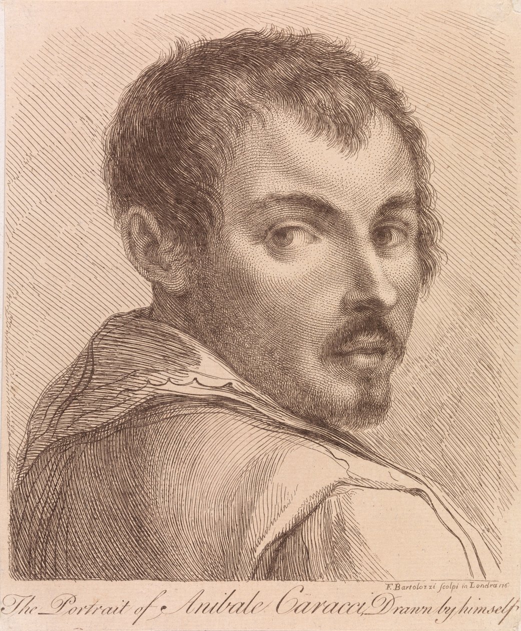El retrato de Anibale Caracci, dibujado por él mismo de Francesco Bartolozzi