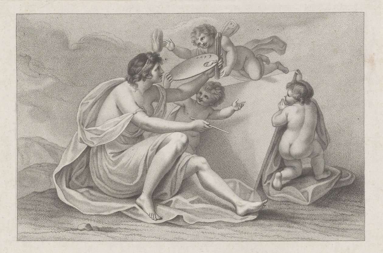 Impresión de título con la personificación de la pintura. Ciprianis principios de dibujo (título de la serie) Ciprianis rudimentos de dibujo (título de la serie) de Francesco Bartolozzi