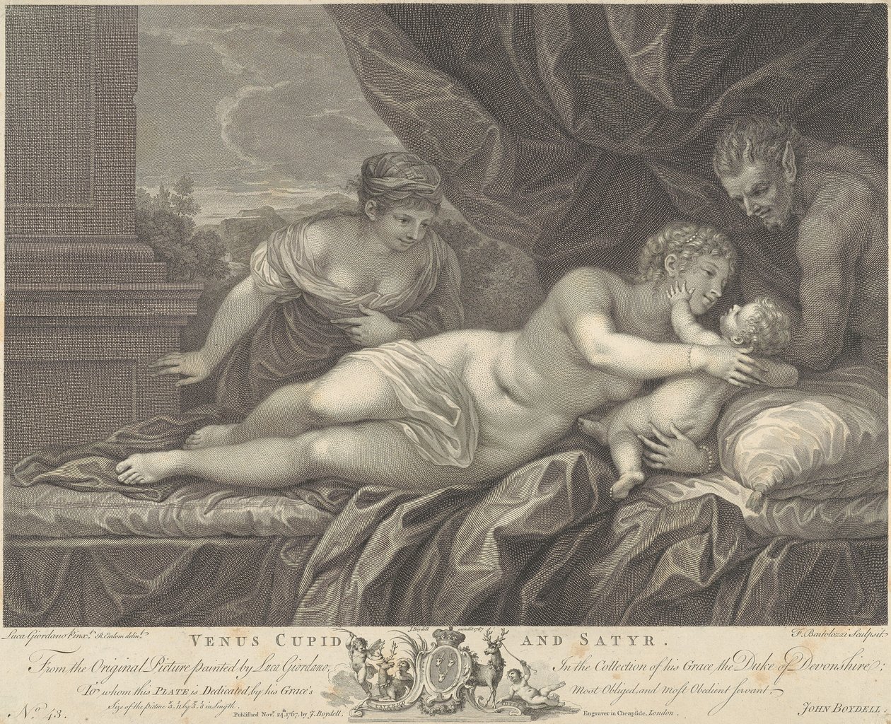 Venus, Cupido y el sátiro de Francesco Bartolozzi