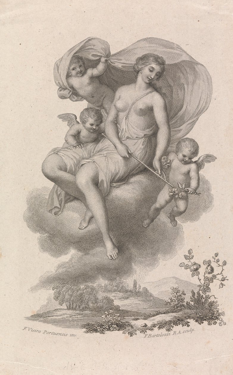 Venus con tres cupidos en el cielo de Francesco Bartolozzi