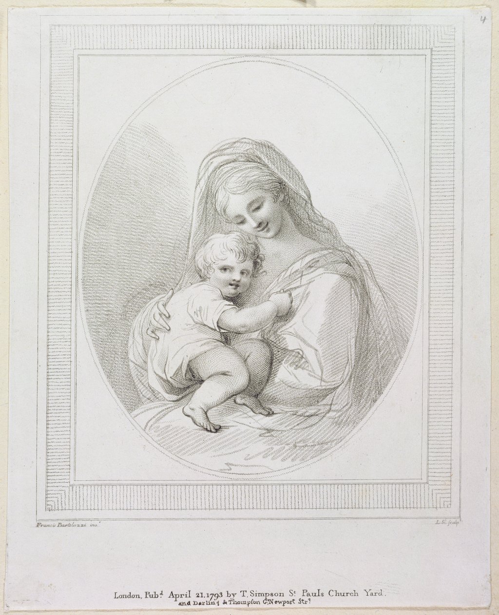 Virgen y Niño, grabado por Luigi Schiavonetti, 1793 de Francesco Bartolozzi