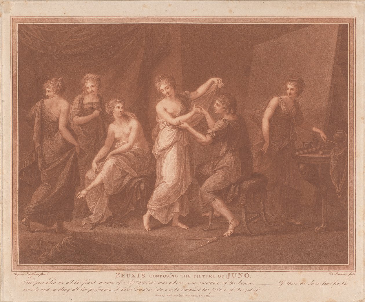 Zeuxis componiendo el cuadro de Juno de Francesco Bartolozzi