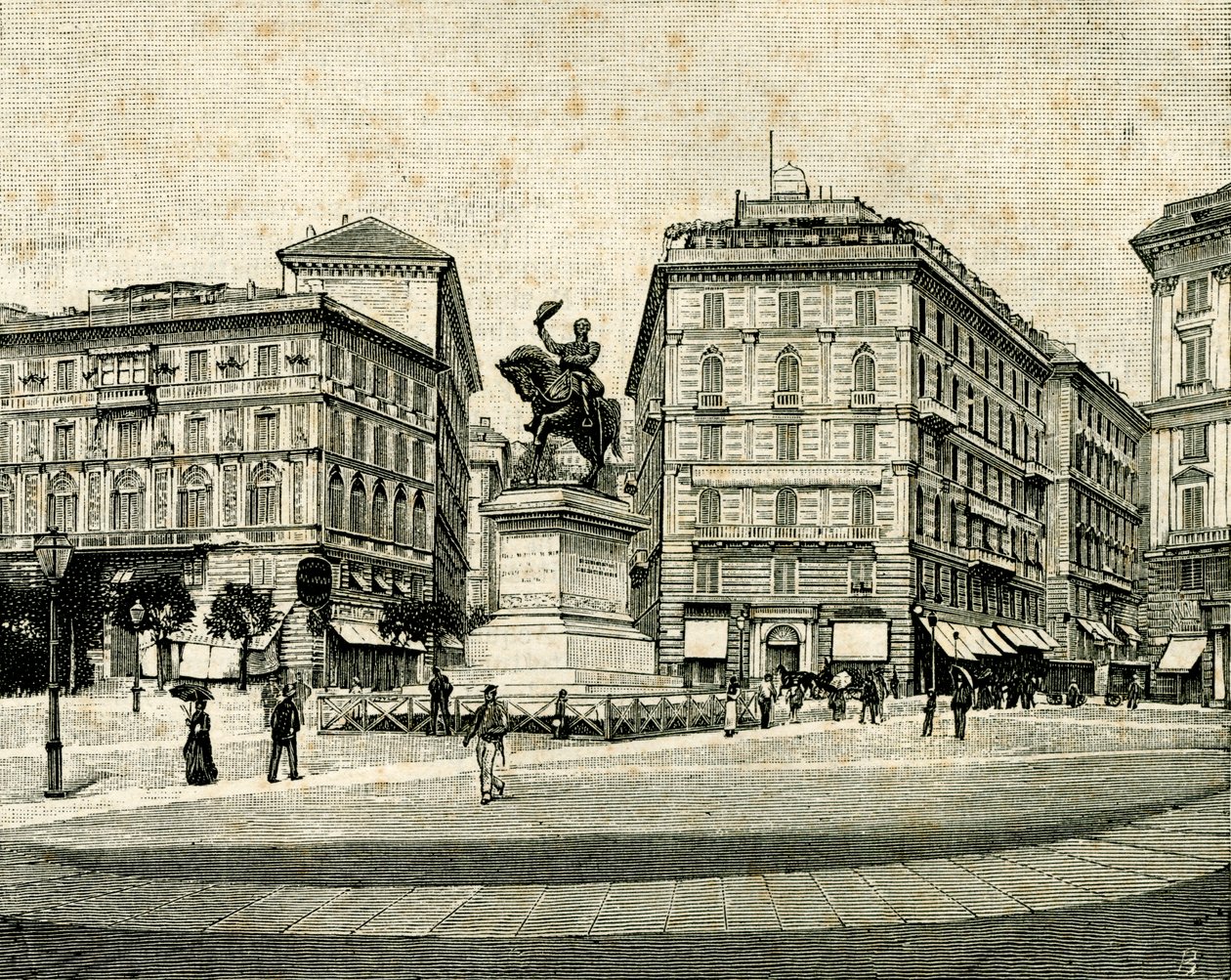 Monumento a Víctor Manuel II (1820-1878), obra de Francesco Barzaghi (1839-1892), plaza Corvetto, Génova, Liguria, Italia. de Francesco Barzaghi
