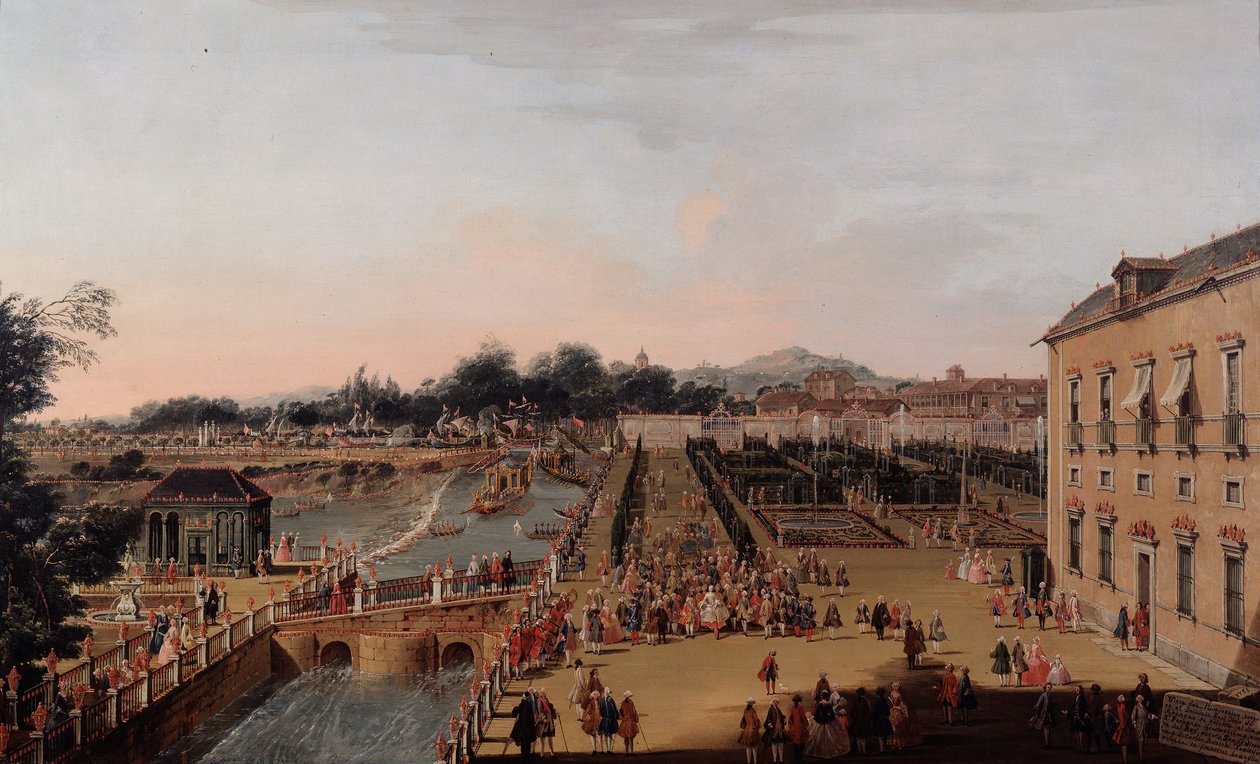 Fernando VI y Bárbara de Braganza en los jardines de Aranjuez, 1756 de Francesco Battaglioli