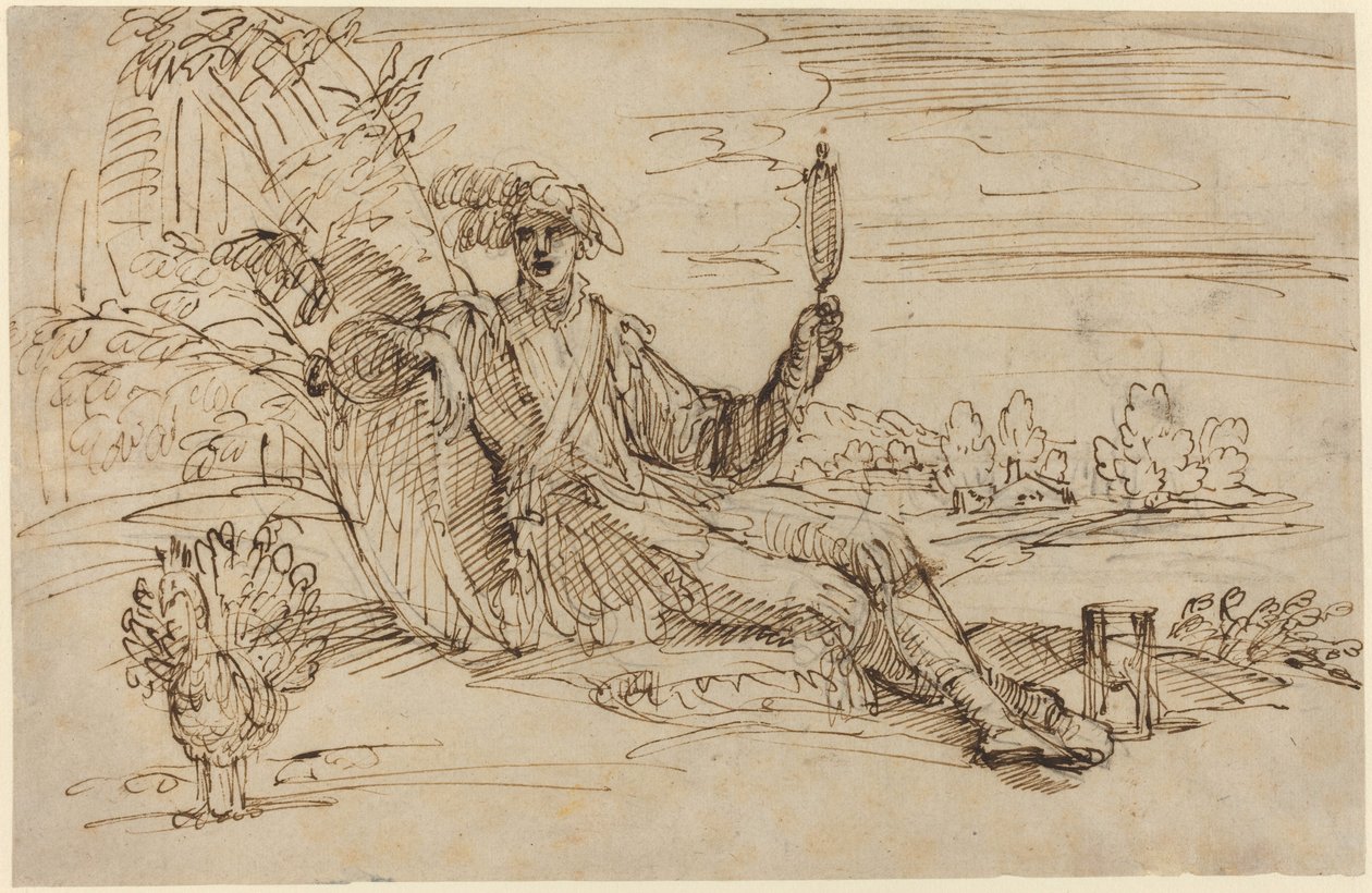 Un joven elegante personificando la vanidad de Francesco Brizio