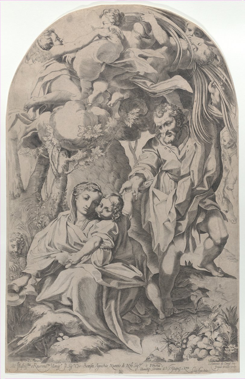 El descanso en la huida a Egipto, 1600-23 de Francesco Brizio