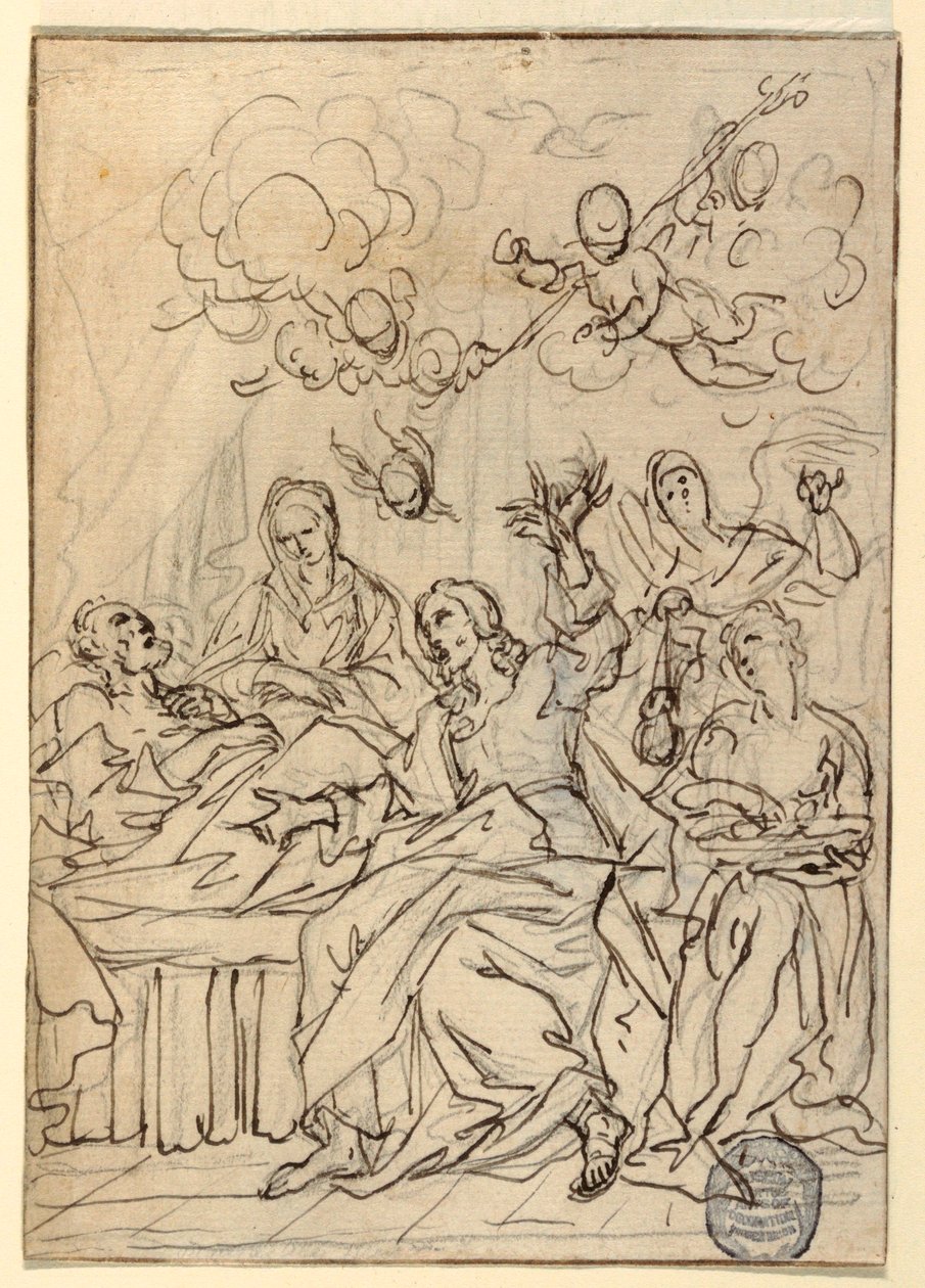 Dibujo, Muerte de San José, 1880 de Francesco Coghetti