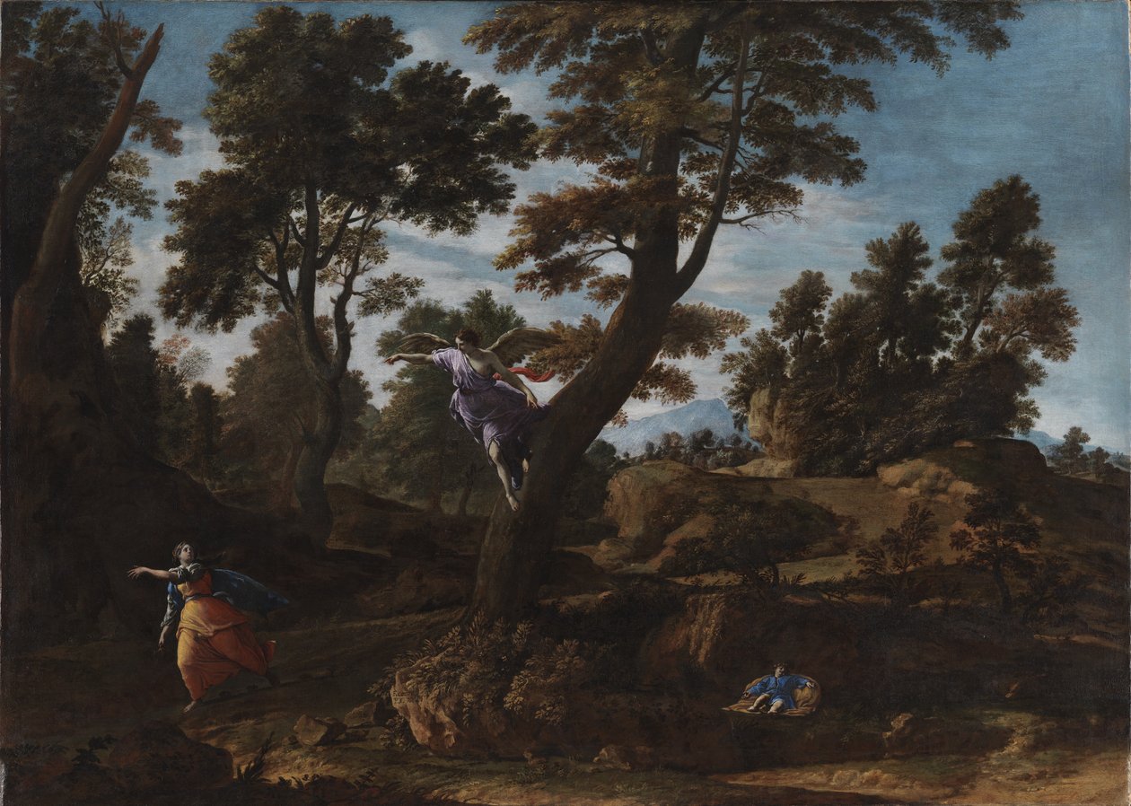 Paisaje con el ángel apareciendo a Agar y guiándola al pozo de Francesco Cozza
