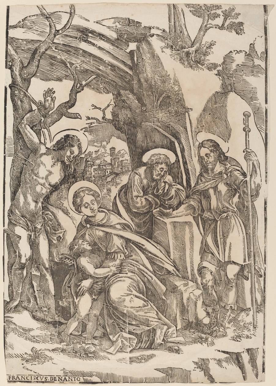 La Sagrada Familia con San Sebastián y San Roque de Francesco Denanto