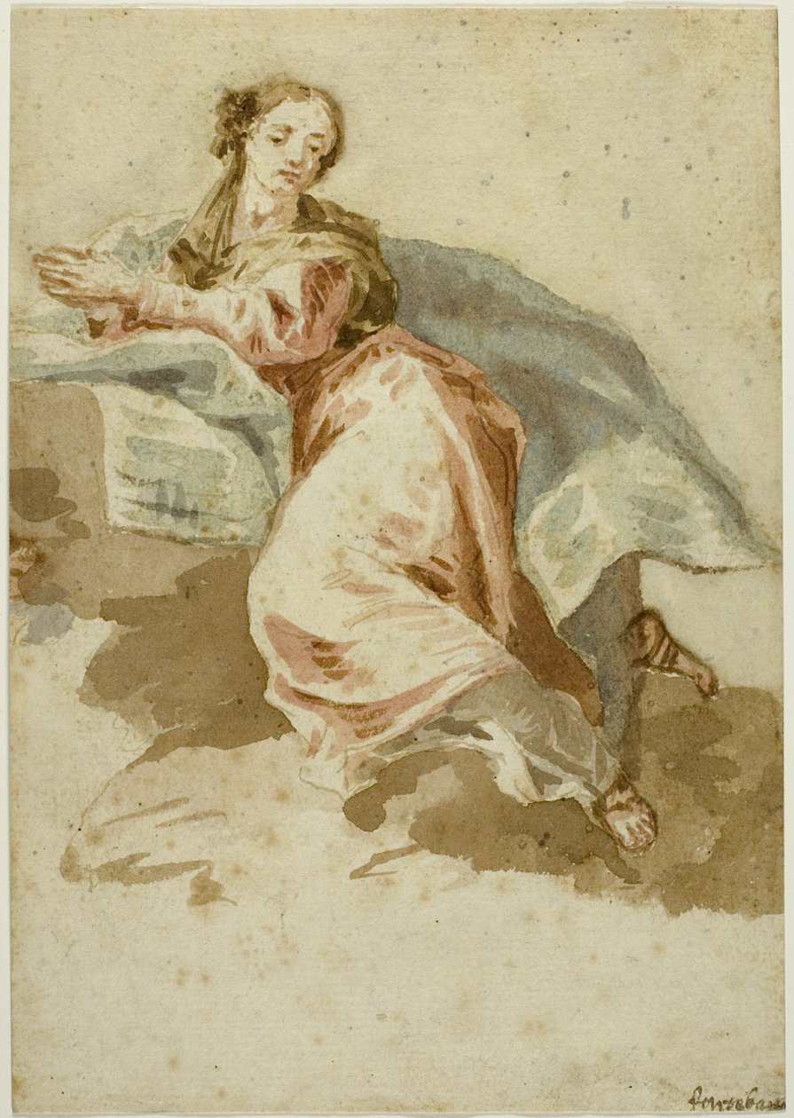 Figura femenina vestida en oración de Francesco Fontebasso