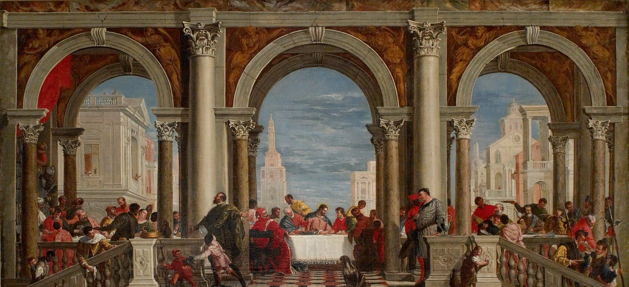 La fiesta en la casa de Leví, 1720-1769 de Francesco Fontebasso