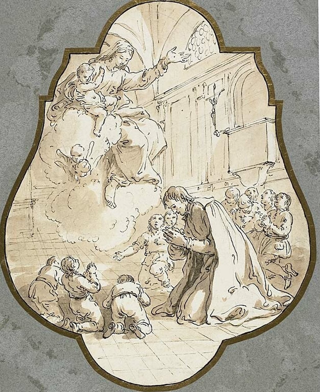 Aparición de la Virgen a San Felipe Neri y sus alumnos de Francesco Fontebasso